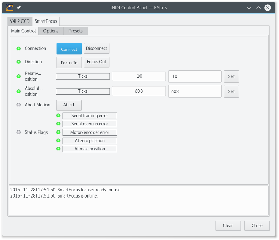 SmartFocus INDI Control Panel