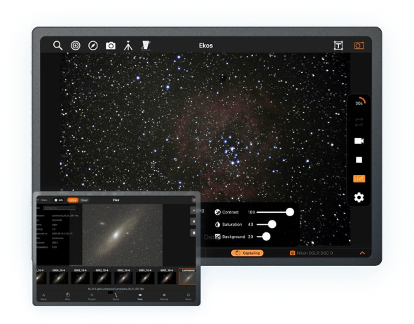 StellarMate Ekos astrophotography control screens