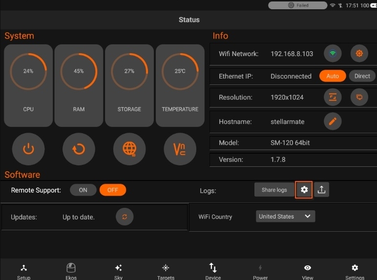 toggle ekos logs