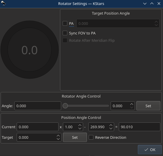 Ekos Rotator Settings