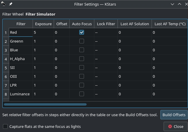 filter settings